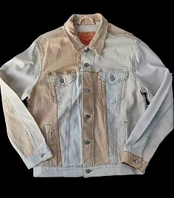 LEVIS Mens Large Trucker Jacket- Peaches & Cream Colorblock Patchwork Denim  • $69.95