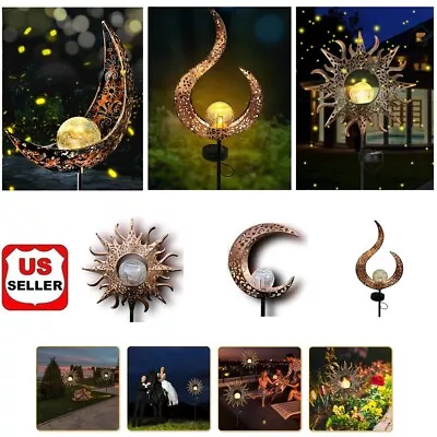 $19.98 • Buy Solar Garden LED Lights Outdoor Metal Decorative Stake Light Crackle Glass Globe