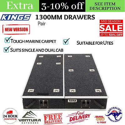 $805.93 • Buy Titan 1300mm Drawers Suitable For Utes  Pair  With Fridge Slide Car Van Storage