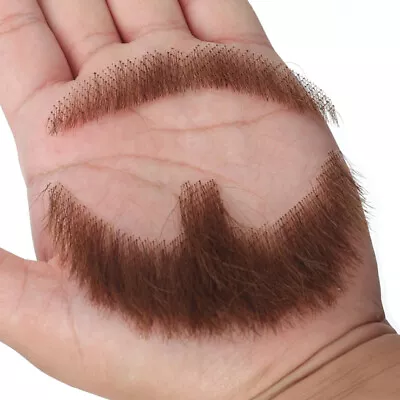 Fake Beard Men Mustache Human Hair Makeup Body Care Fake Facial Hair Cosplay • £15.89