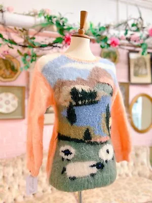 Vintage 1980s Ann Arundell Harrods Mohair Sheep Farm Sweater Size Medium • $50