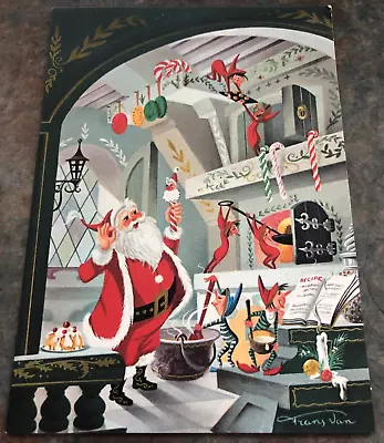 Frans Van Lamsweerde Disney Christmas Santa Elves Kitchen Vtg Card • $10