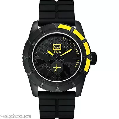 MARC ECKO THE EMX Men's E13541G1 Black Silicone Steel Yellow Quartz Zk Watch  • $65