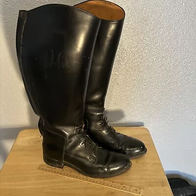 Custom Black Leather Dehner Top Strap Law Enforcement Boots Lace Instep W SZ 8? • $87.50