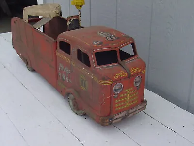 1950s Marx Sit N Ride Ride On Fire Truck -Pressed Steel- • $124.95