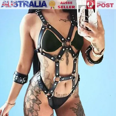 Women Leather Harness Garter Belts Strap Full Body Bondage Suspender Goth Braces • $16.20