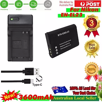 EN-EL23 Battery + USB-C Led Charger For Nikon COOLPIX B700 P900s P900 ENEL23 • $27.90