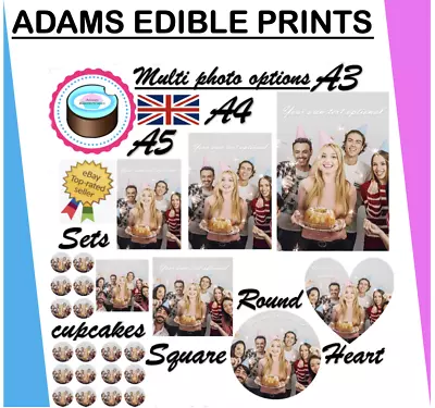 YOUR OWN EDIBLE PHOTO Cake Topper ANY Personalised Image Quality ICING OR WAFER • £4.39