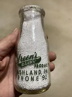 Vintage TRPHP GREEN’S ASHLAND PA Advertising Milk Dairy Bottle  Pottsville • $9.99