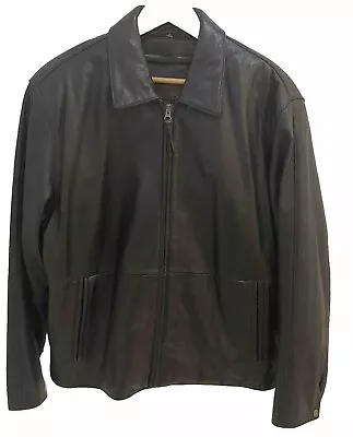 Johnston & Murphy Lamb Leather Jacket Bomber Mens Removable Lining Black Zip M • $99.95