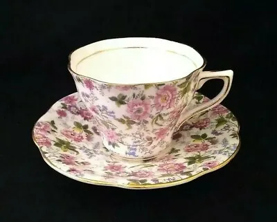 Vintage Rosina Bone China England Tea Cup & Saucer Floral Chintz # 5063 • $20