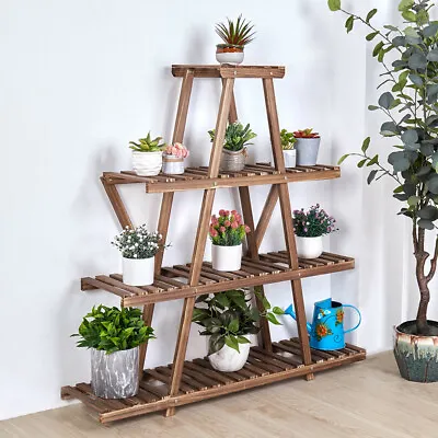 £28.95 • Buy 4 Tier Large Ladder Plant Stand Display Garden Flower Pot Holder Shelf Rack
