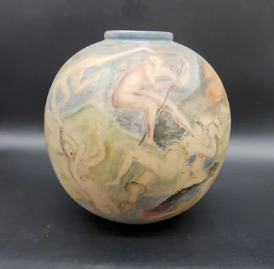 Marcello Fantoni Pottery Vase Painted Engraved • $995