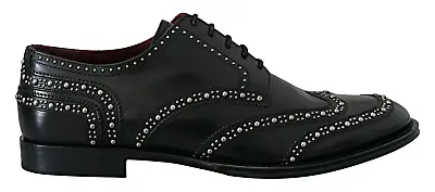 Dolce & Gabbana Black Leather Derby Studded Dress Shoes EU40.5 US7.5 • $699