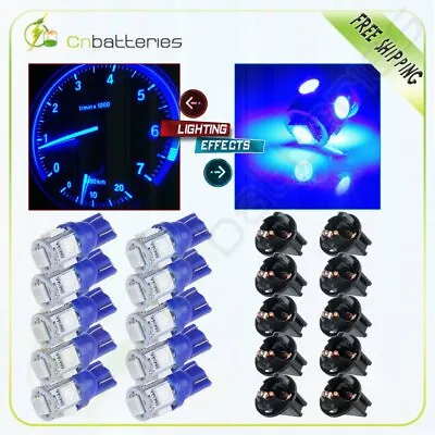 10x T10 194 Twist Lock Socket Instrument Gauge Cluster Dash Blue LED Light Bulbs • $9.89