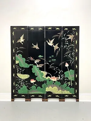 Mid Century Chinese Export Four Panel Coromandel Folding Screen Room Divider • $1395