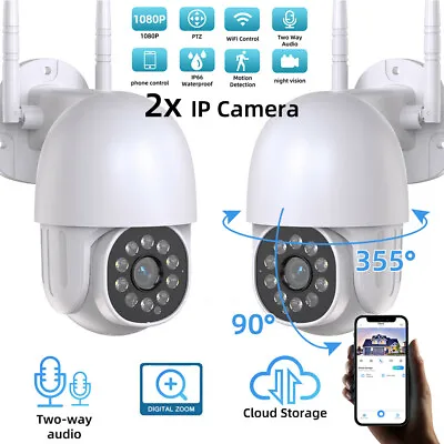 £39.99 • Buy 2X 1080P IP Camera Wireless WIFI Outdoor CCTV HD PTZ Smart Home Security IR Cam