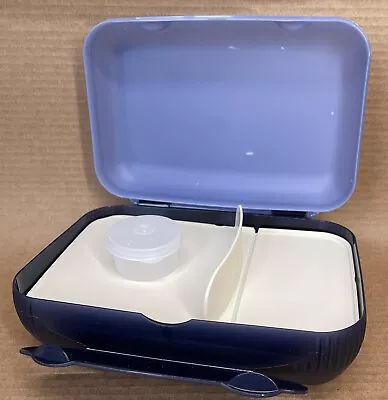 Tupperware At Lunch Box With Sandwich Divider & Smidget Keeper #5140 #4453 Blue • $12