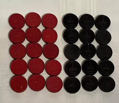 30 Vintage Wooden Checker Pieces 15 Red 15 Black Replacement Pieces • $9.95