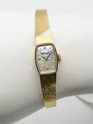 Vintage $10000 White MOP Diamond ROLEX Ladies 14k White Gold Dress Watch 20g • $2450