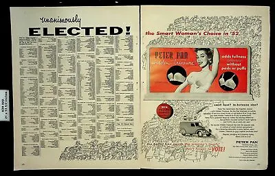 1952 Elected Peter Pan Woman's Bras Vintage Print Ad 21905 • $6.48