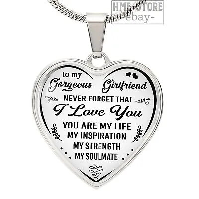 To My Gorgeous Girlfriend Necklace Heart Pendant Valentine Her Gifts I Love You • $28.95