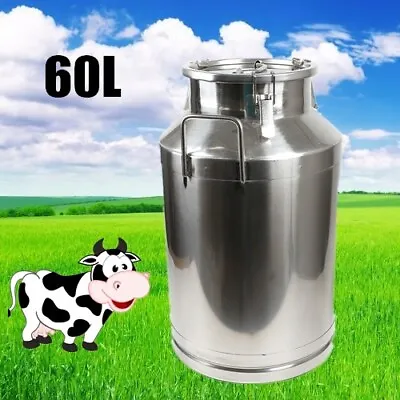 60 L Stainless Steel Milk Can Milk Pail Tote Jug Water Barrel Wine Milk Canister • $131.15