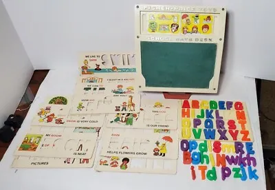 Vintage 1972 Fisher Price School Days Portable Chalkboard Desk Magnets Stencils • $19.99