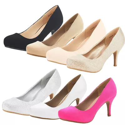 Women Low Stilettos Heel Pumps Round Toe Slip On Wedding Dress Pump Shoes • $25.99