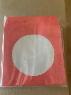 100 PCS 3  MINI DISC/GAMECUBE RED Paper CD Sleeves W Window & Flap JS207 FREE SH • $9.99