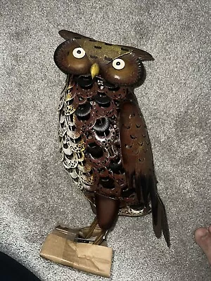 Garden Statue Metal Owl Yard Art Outdoor Decor With Solar LED Lights Decoration • $45