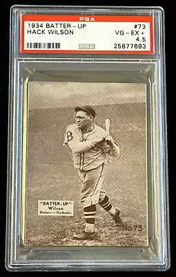 1934 Batter Up #73 Hack Wilson PSA 4.5 VG-EX+ HOF Brooklyn Dodgers 191 RBIs! • $1050