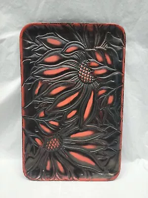 Vintage Japanese Lacquer Tray Floral Black And Red #4763 • $40.50