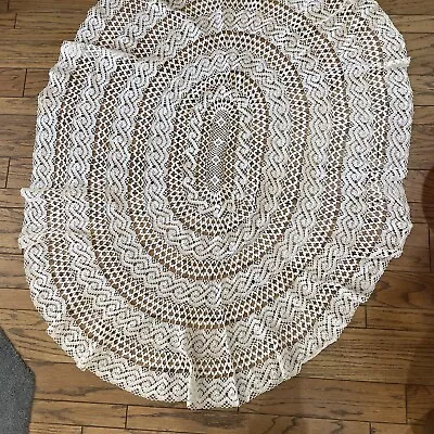 Vintage Maltese Bobbin Lace Tablecloth PERFECT Condition! 57”x78” • $95