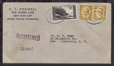 UNITED STATES 1939 REGISTERED COVER 23c Rate To ROCHELLE NY (L481) • $6.90
