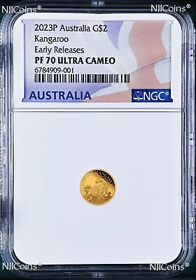 2023 Australia Mini Roo Kangaroo PROOF 9999 GOLD 0.5g $2 NGC PF70 Coin ER FlagLb • $117.99