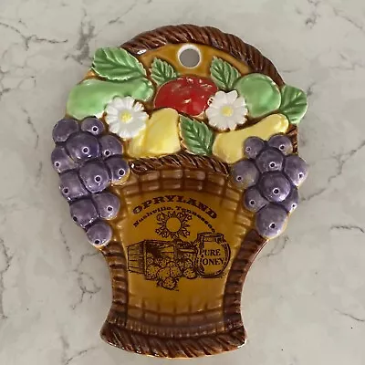 Vintage Opryland Ceramic Wall Hanging Decorative Fruit Basket Plaque Collectible • $21.31