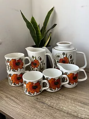 £22.99 • Buy Vintage 1970s J&G Studio Meakin Poppy Tea Set/Tableware Replacements