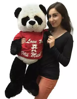 3 Foot Giant Stuffed Panda 36 Inch Soft Wears Tshirt I Love You This Much • $117.11