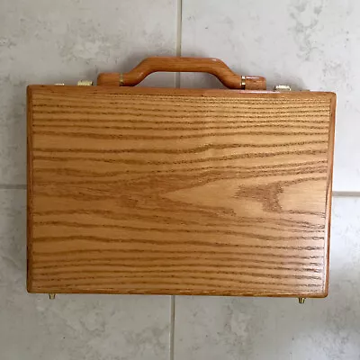 Vintage Mid Century Wood Captain Briefcase Attache Case MCM Presto Locks • $198