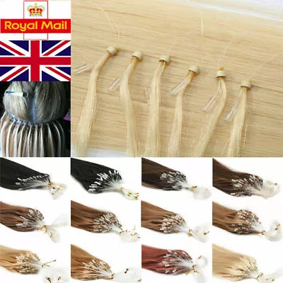 14 -26  Micro Loop Ring Beads Nano Russian Remy Human Hair Extensions Pre Bonded • £20.51