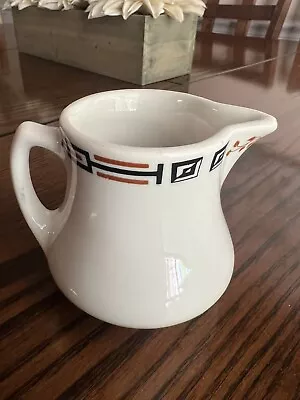 Vtg Sterling Vitrified China Creamer Pitcher Brown/Black Trim-East  Liverpool OH • $6