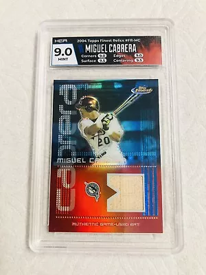 MIGUEL CABRERA 2004 Topps Finest Relics  MARLINS TIGERS GAME USED BAT HGA (9.0) • $90