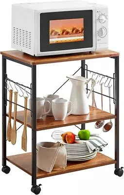 Kitchen Stand Microwave Cart 23.7'' For Small Space Coffee Bar Table 3-Tier • $54.27