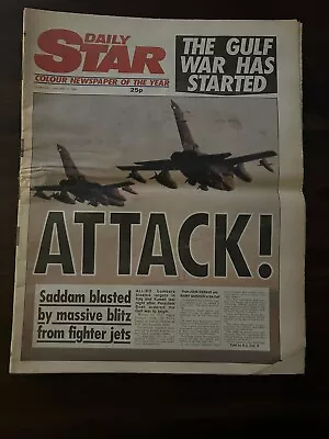 Gulf War Start -Daily Star Original Newspaper -January 17th 1991 • £12.99