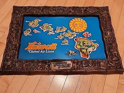 Hard To Find! Vintage United Airlines Menehune Of Hawaii Map Tiki Framed 16.5x22 • $875