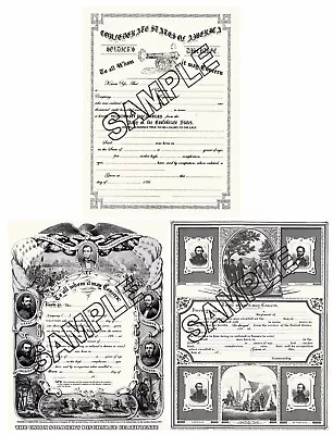 $18 • Buy Civil War Confederate And Union Discharge Papers Blank Reproductions