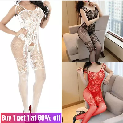 Sexy Crotchless Lingerie Fishnet Body Stocking Underwear Babydoll Night Bodysuit • £3.42