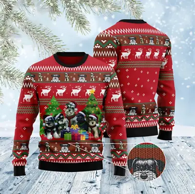 Miniature Schnauzer Family Ugly Christmas Sweater Size S-5XL • $38.99