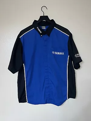 Vintage Yamaha Racing Shirt Mens Medium Blue 90s Y2K Motorsport Button Down Vtg  • $30